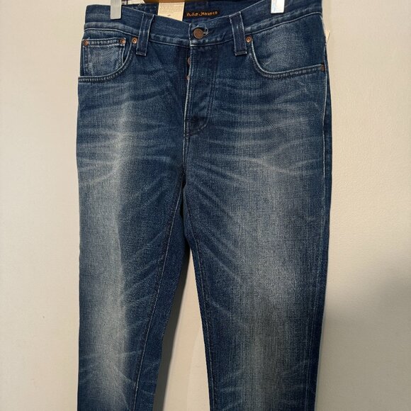 NWT NUDIE Jeans Co Blue Denim Organic Cotton Straight Slim W32 L34 - Picture 5 of 7